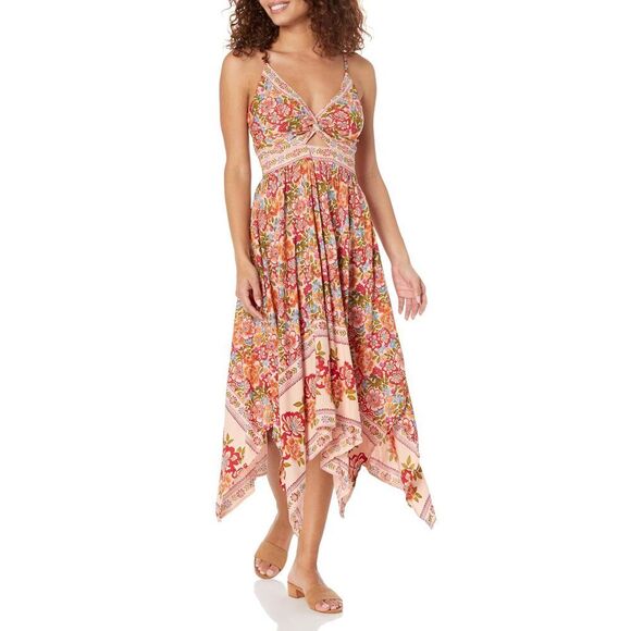Angie Women's Spaghetti Strap Printed Triangle Cutout Dress Small Bisque - Picture 1 of 2